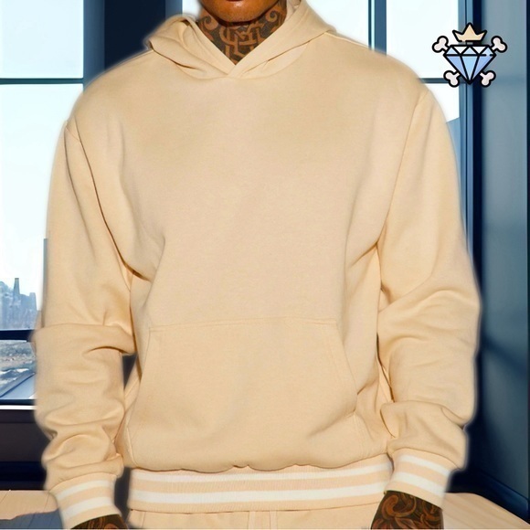FASHION NOVA MEN STONE STRIPED CUFFS HOODIE SIZE XL STREETWEAR - Picture 1 of 8